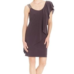 NWT Betsy & Adam Plum Scoop-Neck Ruffle Dress